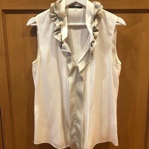 Ellie tahari silk sleeveless blouse with ruffle detail